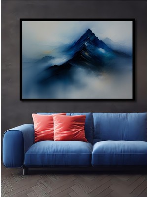 Çerçeve Görünümlü Büyülü Dağlar Sulu Boya Görünümlü Dekoratif Ahşap Ev/işyeri/ofis Kare Tablo