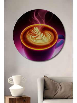 Neon Işıltılı Kahve Rüyası Dekoratif Ahşap Ev/işyeri/ofis Yuvarlak Tablo