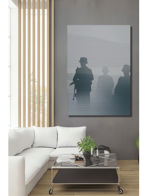 Asker Silüetleri Modern Sanat Dekoratif Ahşap Ev/işyeri/ofis Kare Tablo