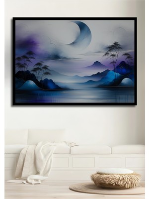 Çerçeve Görünümlü Mor Rüya Sulu Boya Görünümlü Dekoratif Ahşap Ev/işyeri/ofis Kare Tablo