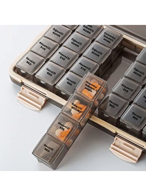 Ezere Haftalık Kutu 7 Günlük Kahverengi 28 Gözlü Elde Yıkanabilir Pratik Saklama Kutusu