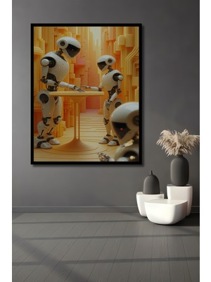Çerçeve Görünümlü Robotik Buluşma Modern Sanat Dekoratif Ahşap Dekoratif Ev/işyeri/ofis Kare Tablo