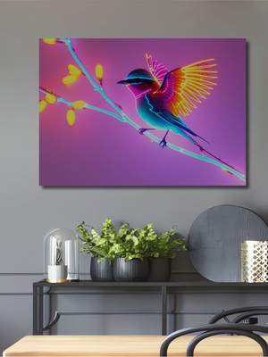 Neon Işıltılı Kuş Modern Sanat Ev/işyeri/ofis Dekoratif Ahşap Kare Tablo