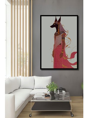Çerçeve Görünümlü Anubis Yağlı Boya Görünümlü Modern Sanat Işyeri/ofis Dekoratif Ahşap Kare Tablo