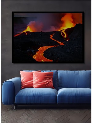 Çerçeve Görünümlü Ateşin Dansı Yağlı Boya Görünümlü Dekoratif Ahşap Ev/işyeri/ofis Kare Tablo