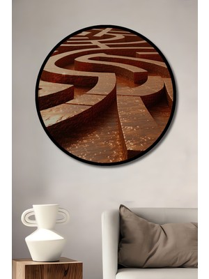 Çerçeve Görünümlü Altın Labirent Modern Sanat Dekoratif Ahşap Ev/işyeri/ofis Yuvarlak Tablo