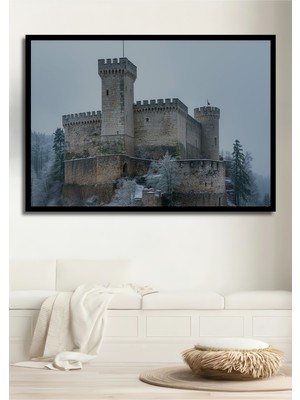 Çerçeve Görünümlü Kış Masalı Şatosu Dekoratif Ahşap Dekoratif Ev/işyeri/ofis Kare Tablo