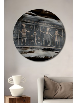 Antik Kaya Oyması Desenli Dekoratif Ahşap Ev/işyeri/ofis Yuvarlak Tablo