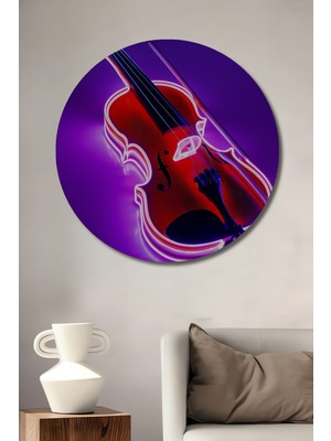 Neon Işıklı Keman Dekoratif Ahşap Ev/işyeri/ofis Yuvarlak Tablo
