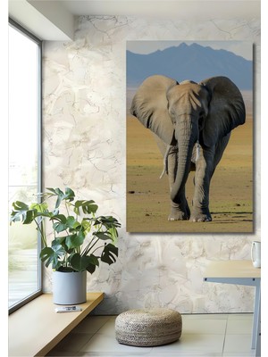 Muhteşem Fil Yağlı Boya Görünümlü Dekoratif Ahşap Ev/işyeri/ofis Kare Tablo