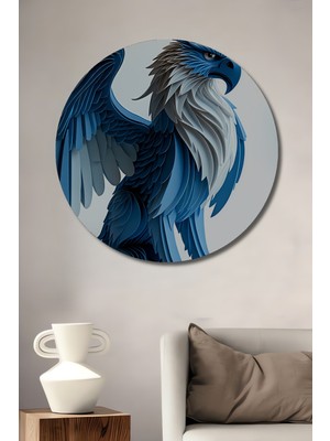 Mavi Kartal Griffin Dekoratif Ahşap Dekoratif Ev/işyeri/ofis Yuvarlak Tablo