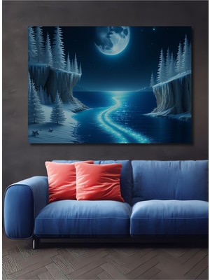 Buz Mavi Rüyalar Yağlı Boya Görünümlü Dekoratif Ahşap Ev/işyeri/ofis Kare Tablo