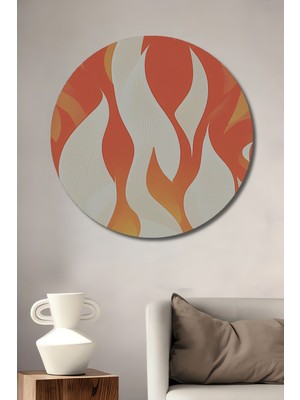 Ateş Dansı Yağlı Boya Görünümlü Dekoratif Ahşap Ev/işyeri/ofis Yuvarlak Tablo