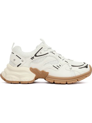 Kadın Beyaz Bağcıklı Kalın Tabanlı Sneaker 25AFD430414