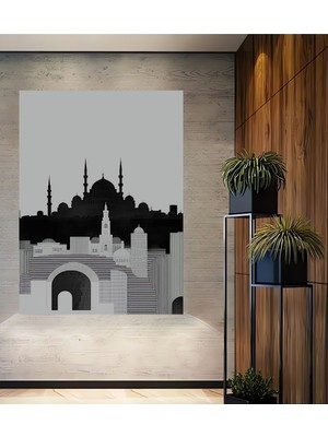 Istanbul Silüeti Modern Sanat Dekoratif Ahşap Ev/işyeri/ofis Kare Tablo