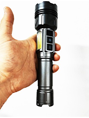 GP-282 Uzun Menzilli Güçlü Şarjlı 10000 Lümen El Feneri 11 Mod Çakar Işıklı Kırmızı-Mavi-Yeşil LED