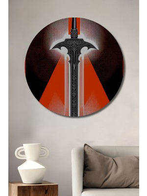 Kılıç Desenli Geometrik Sanat Dekoratif Ahşap Ev/işyeri/ofis Yuvarlak Tablo