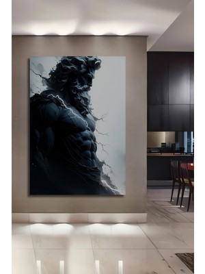 Tanrı Zeus Yağlı Boya Görünümlü Dekoratif Ahşap Ev/işyeri/ofis Kare Tablo