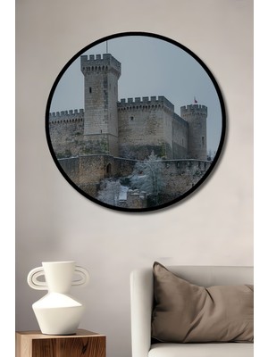Çerçeve Görünümlü Kış Masalı Şatosu Dekoratif Ahşap Dekoratif Ev/işyeri/ofis Yuvarlak Tablo