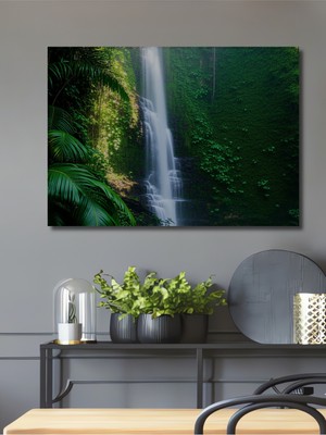 Tropikal Şelale Cenneti Manzarası Dekoratif Ahşap Ev/işyeri/ofis Kare Tablo