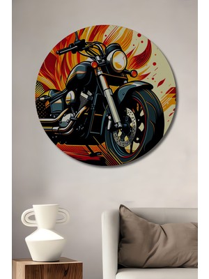 Alevler Içinde Motor Tutkusu Modern Sanat Dekoratif Ahşap Ev/işyeri/ofis Yuvarlak Tablo
