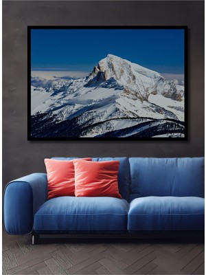 Çerçeve Görünümlü Buzul Dorukları Yağlı Boya Görünümlü Dekoratif Ahşap Ev/işyeri/ofis Kare Tablo