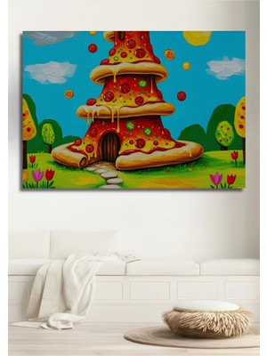 Rüya Pizza Ev Yağlı Boya Görünümlü Ev/işyeri/ofis Dekoratif Ahşap Kare Tablo