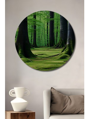 Yeşil Orman Masalı Dekoratif Ahşap Ev/işyeri/ofis Yuvarlak Tablo