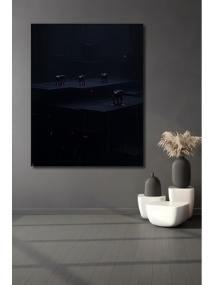 Siberpunk Gezginleri Yağlı Boya Görünümlü Dekoratif Ahşap Ev/işyeri/ofis Kare Tablo