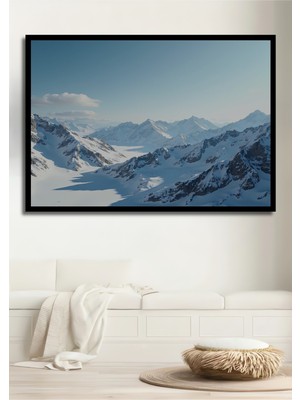 Çerçeve Görünümlü Buzul Çağı Dağları Yağlı Boya Görünümlü Dekoratif Ahşap Ev/işyeri/ofis Kare Tablo