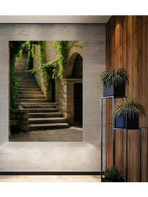 Yeşilin Rüyası Taş Merdivenler Dekoratif Ahşap Ev/işyeri/ofis Kare Tablo