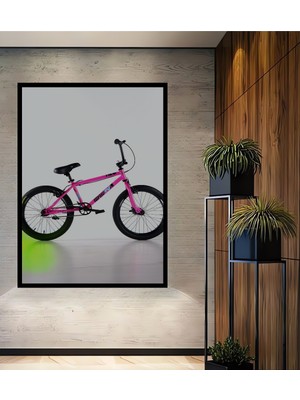 Çerçeve Görünümlü Pembe Bmx Bisiklet Modern Sanat Dekoratif Ahşap Ev/işyeri/ofis Kare Tablo