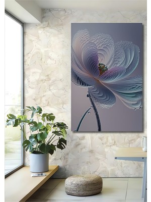 Buz Kristali Çiçek Sulu Boya Görünümlü Dekoratif Ahşap Ev/işyeri/ofis Kare Tablo