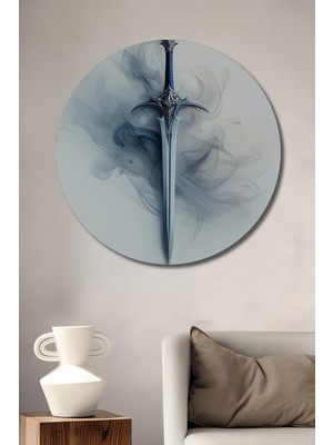 Efsanevi Kılıç Dumanlı Dijital Sanat Dekoratif Ahşap Ev/işyeri/ofis Yuvarlak Tablo