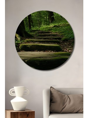 Yeşil Orman Merdivenleri Dekoratif Ahşap Ev/işyeri/ofis Yuvarlak Tablo