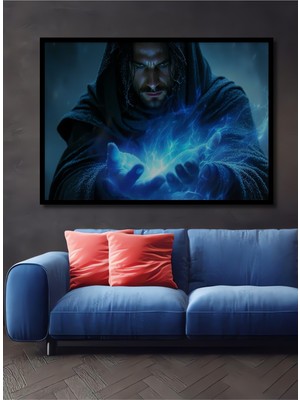 Çerçeve Görünümlü Büyücü Gandalf Yağlı Boya Görünümlü Dekoratif Ahşap Ev/işyeri/ofis Kare Tablo