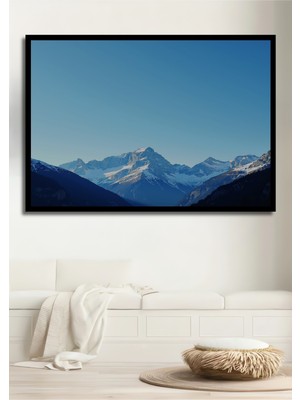 Çerçeve Görünümlü Buzul Dağları Sulu Boya Görünümlü Dekoratif Ahşap Ev/işyeri/ofis Kare Tablo