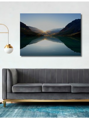 Dağların Aşkı Suluboya Görünümlü Dekoratif Ahşap Ev/işyeri/ofis Kare Tablo