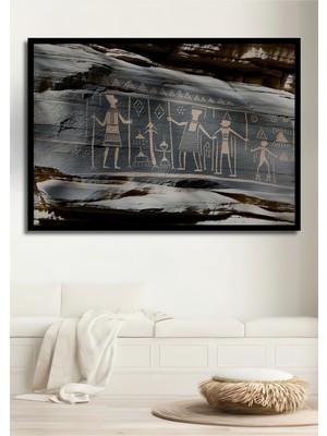 Çerçeve Görünümlü Antik Kaya Oyması Desenli Dekoratif Ahşap Ev/işyeri/ofis Kare Tablo