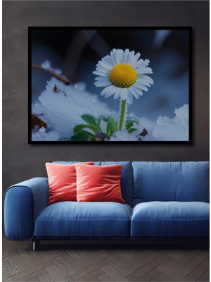 Çerçeve Görünümlü Buzlu Papatya Rüyası Dekoratif Ahşap Ev/işyeri/ofis Kare Tablo