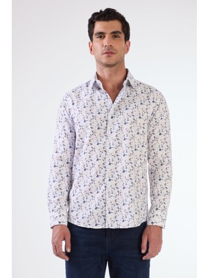 Dufy Erkek Slim Fit Uzun Kol Mavi Gömlek