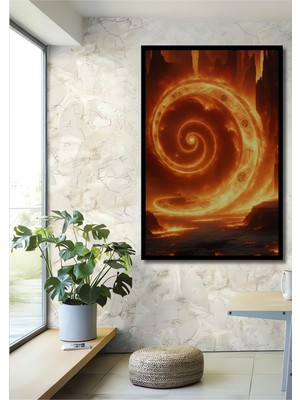 Çerçeve Görünümlü Alevli Portal Görünümlü Soyut Sanat Dekoratif Ahşap Ev/işyeri/ofis Kare Tablo