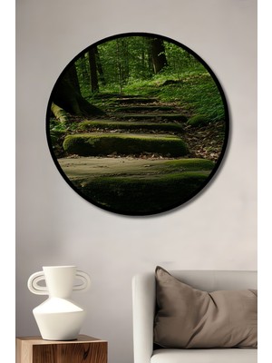 Çerçeve Görünümlü Yeşil Orman Merdivenleri Dekoratif Ahşap Ev/işyeri/ofis Yuvarlak Tablo
