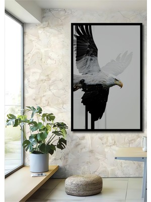 Çerçeve Görünümlü Soyut Kartal Yağlı Boya Görünümlü Dekoratif Ahşap Ev/işyeri/ofis Kare Tablo