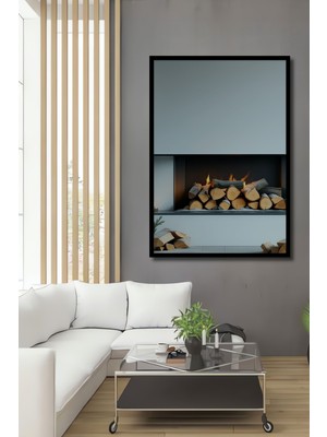 Çerçeve Görünümlü Şömine Ateşi Odun Yığını Dekoratif Ahşap Dekoratif Ev/işyeri/ofis Kare Tablo