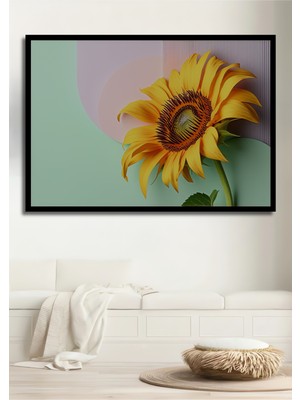 Çerçeve Görünümlü Minimalist Ayçiçeği Rüyası Dekoratif Ahşap Ev/işyeri/ofis Kare Tablo