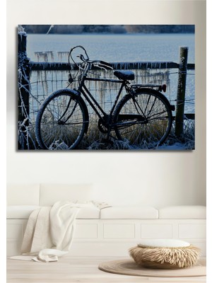 Buzlu Bisiklet Rüyası Dekoratif Ahşap Ev/işyeri/ofis Kare Tablo