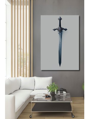 Epik Kılıç Yağlı Boya Görünümlü Dekoratif Ahşap Ev/işyeri/ofis Kare Tablo