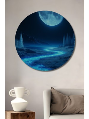 Mavi Ay Işığı Rüyası Dekoratif Ahşap Ev/işyeri/ofis Yuvarlak Tablo
