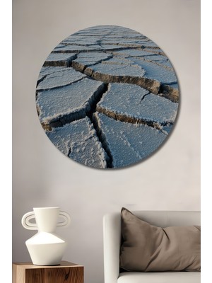 Buzlu Çatlak Toprak Pastel Boya Görünümlü Dekoratif Ahşap Ev/işyeri/ofis Yuvarlak Tablo